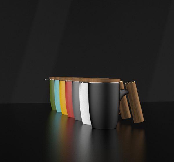 Чашка-заварник Wooden Brew Mug TM450-05A, 450 мл - Блакитний - Зображення 3