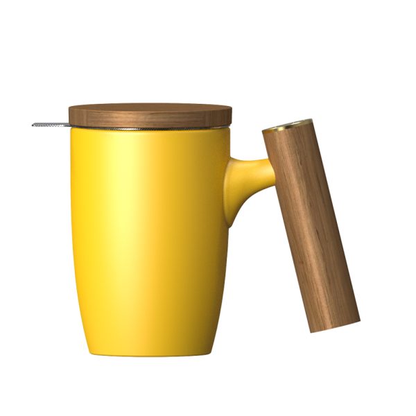 Чашка-заварник Wooden Brew Mug TM450-05A, 450 мл - Блакитний - Зображення 5