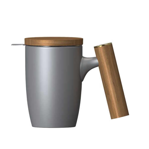Чашка-заварник Wooden Brew Mug TM450-05A, 450 мл - Блакитний - Зображення 7