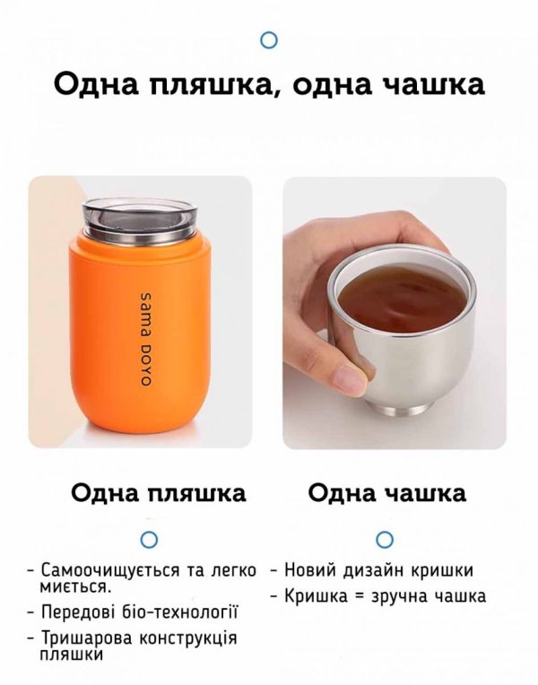 Термос Sama Doyo Yi MC-07, 200 мл - Помаранчевий - Зображення 7