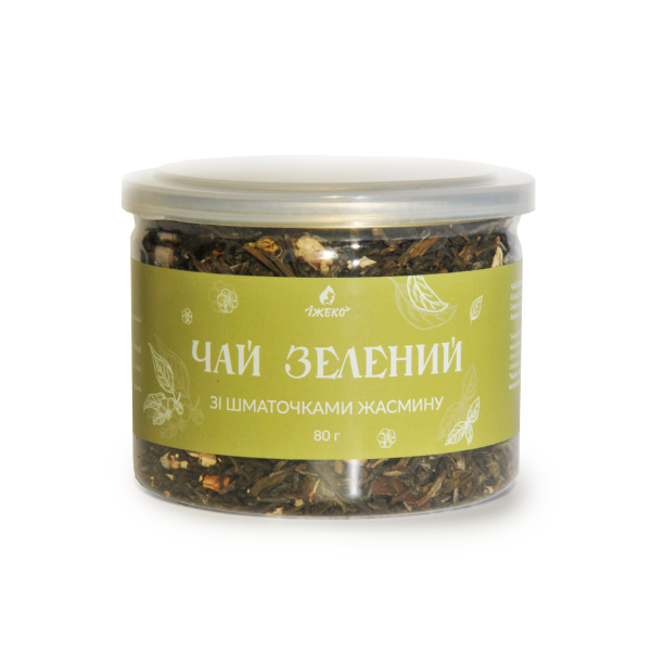 Чай зелений із шматочками жасміна "Їжеко" 80 - гр
